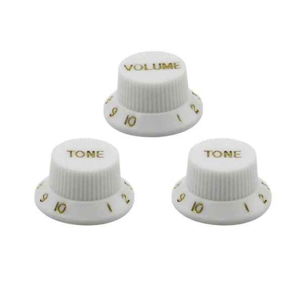 Set van 3 kunststof knoppen voor ST elektrische gitaar, vervangende toon- en volumeregelaars, neutrale kleuren, gitaaraccessoires wit
