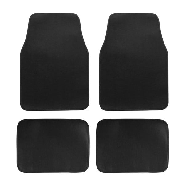 Set van 4 auto vloermatten voor de voor- en achtervloer, 65 x 28 x 45 cm en 33 x 44 cm, zwarte autovloermatten ter bescherming van het interieur 1