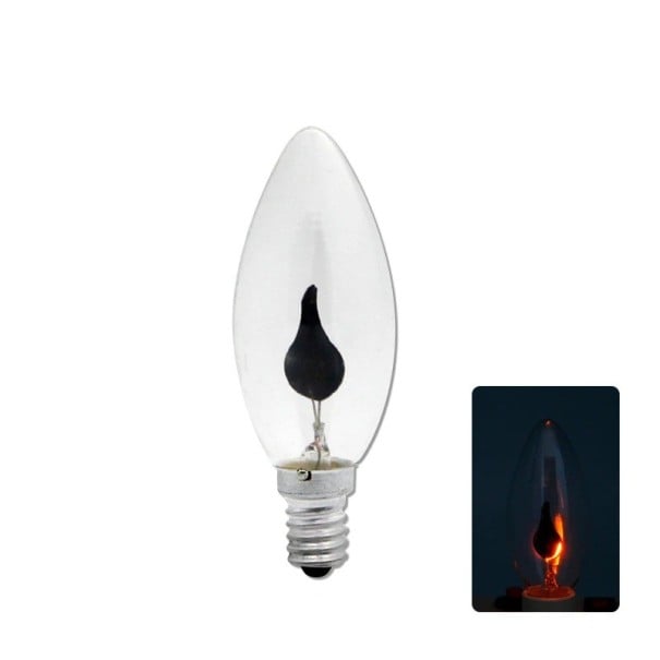 Set van 4 LED kaarslampen E14 Vlameffect 1 W 10 x 3,5 cm Helder glas Warm wit licht Voor kroonluchters en wandlampen 1
