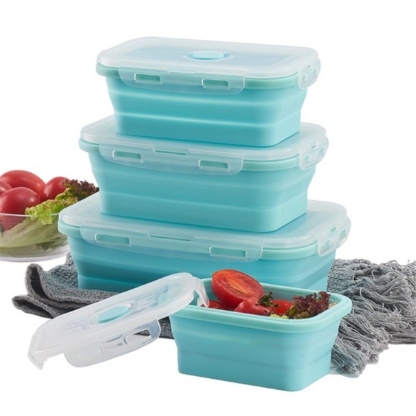 Set van 4 opvouwbare lunchboxen blauw