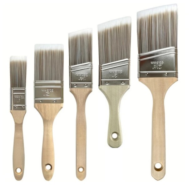 Set van 5 lange taps toelopende nylon penselen in de kleur wit koffie voor schilderen, grillen en maritiem gebruik Artistiek en technisch gebruik 1