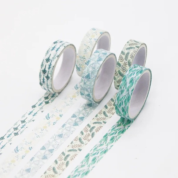 Set van 5 rollen tape met natuurlijke motieven van bladeren en planten 2 m voor het versieren van dagboeken, planners, uitnodigingen en andere 1