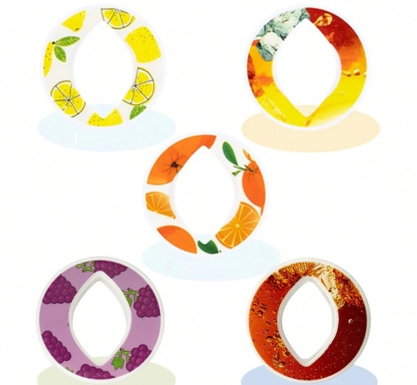 Set van 5 stuks smaakringen voor flessen 4 cm plastic drinkmondstuk voor sportflessen verschillende fruit smaken aanvulling voor de fles 1