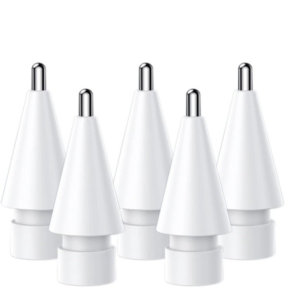Set van 5 vervangende 3.0 styluspunten Compatibel met Apple Pencil 1 en 2 Metalen punt voor nauwkeurig werk wit