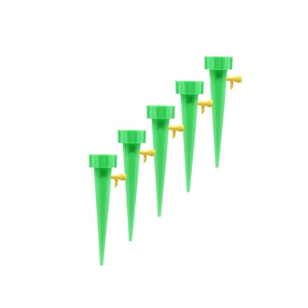 Set van 5 zelfbewaterende spikes voor bloemen Kleurrijke bewateringsspikes voor PET-flessen met stroomregeling groen