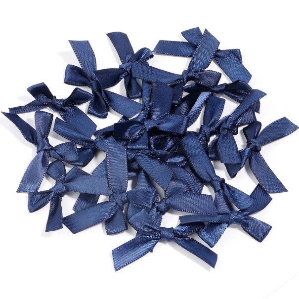 Set van 50 satijnen haarstrikken 4 x 3,5 cm Kleurrijke kleine strikken Elegante haaraccessoire Zachte glans Handgemaakt Creatieve creatie donkerblauw