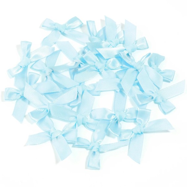 Set van 50 satijnen haarstrikken 4 x 3,5 cm Kleurrijke kleine strikken Elegante haaraccessoire Zachte glans Handgemaakt Creatieve creatie lichtblauw