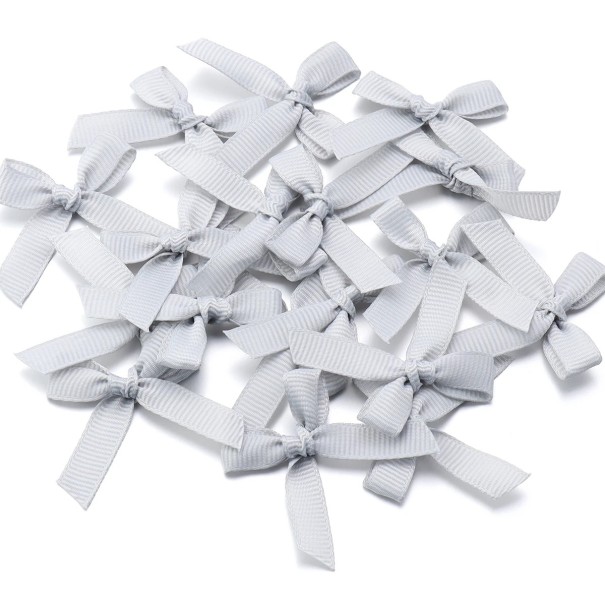 Set van 50 satijnen haarstrikken 4 x 3,5 cm Kleurrijke kleine strikken Elegante haaraccessoire Zachte glans Handgemaakt Creatieve creatie lichtgrijs