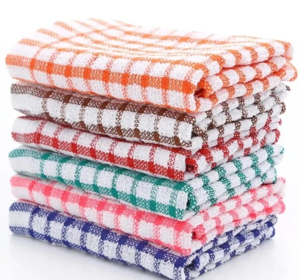 Set van 6 kleurrijke katoenen keukendoeken, absorberende, pluisvrije vaatdoeken, schoonmaakdoeken voor restaurants en huishoudens 1
