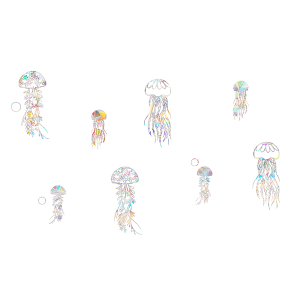 Set van regenboogstickers 40 x 30 cm PVC decoratieve stickers met een meduza-thema Holografisch effect stickers voor ramen en glas 1