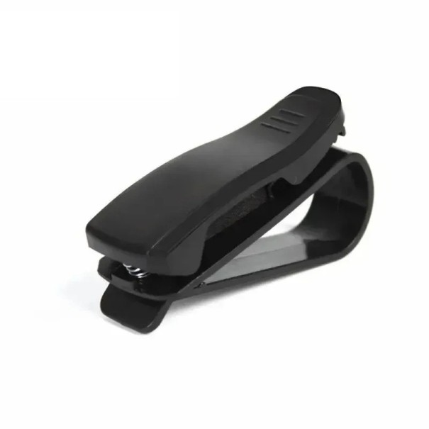 Set van twee houders voor brillen, kaarten, tickets en een pen voor in de auto op de zonneklep, plastic zwarte clips met veer, praktisch gebruik 1