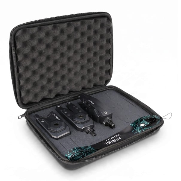 Set von Bissanzeigern HIRISI S7-2 mit Empfänger und LED-Diode 2 Bissanzeiger in einer ABS-Material Reisetasche Schwarz Für Karpfen und Grundangeln 1