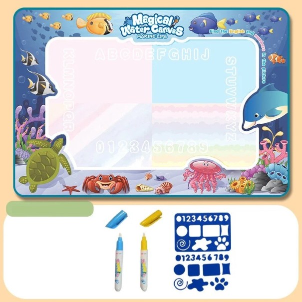 Set watertekeningenmat 44 x 32 cm Herbruikbare waterverfmat met stiften en sjablonen voor kinderen 1