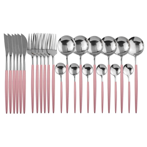 Set zweifarbiges Besteck 24-tlg rosa 2