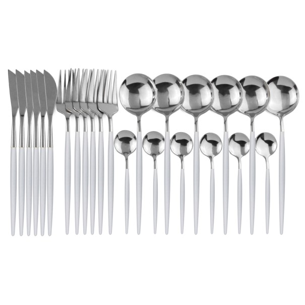 Set zweifarbiges Besteck 24-tlg weiß 2