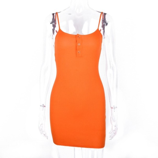 Sexet minikjole med læg orange M