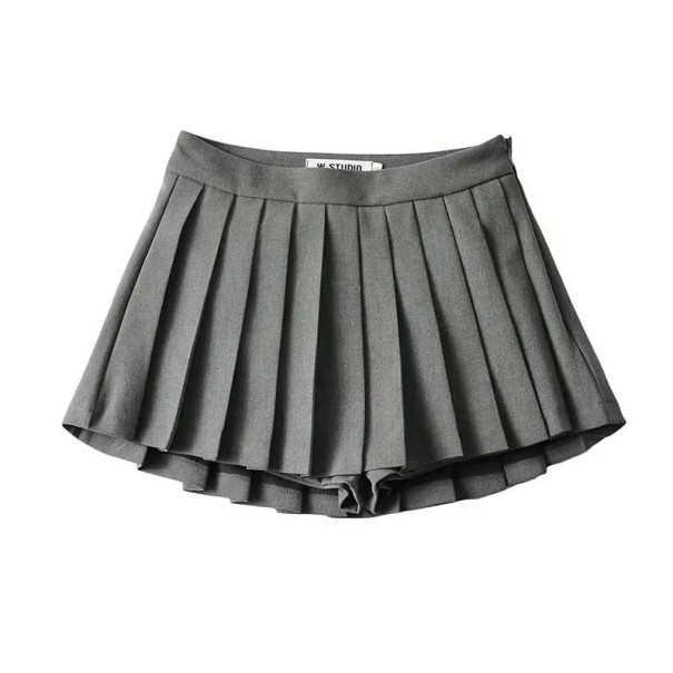 Sexet plisseret mini-nederdel til kvinder med høj talje, kort A-formet nederdel, elegant plisseret nederdel til kvinder, moderigtigt stykke til sommer og fest grå M