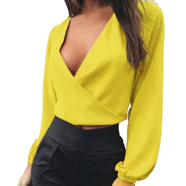 Sexy Bluse mit großem Ausschnitt gelb S