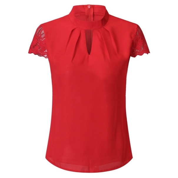 Sexy Bluse mit Spitze rot 3XL