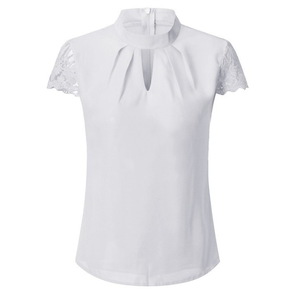 Sexy Bluse mit Spitze weiß 3XL