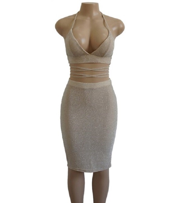 Sexy bodycon-jurk goud XS