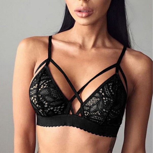 Sexy Damen-BH mit floralen Körbchen J1064 schwarz C