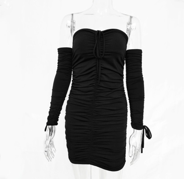 Sexy Damen-Minikleid mit langen Ärmeln schwarz M