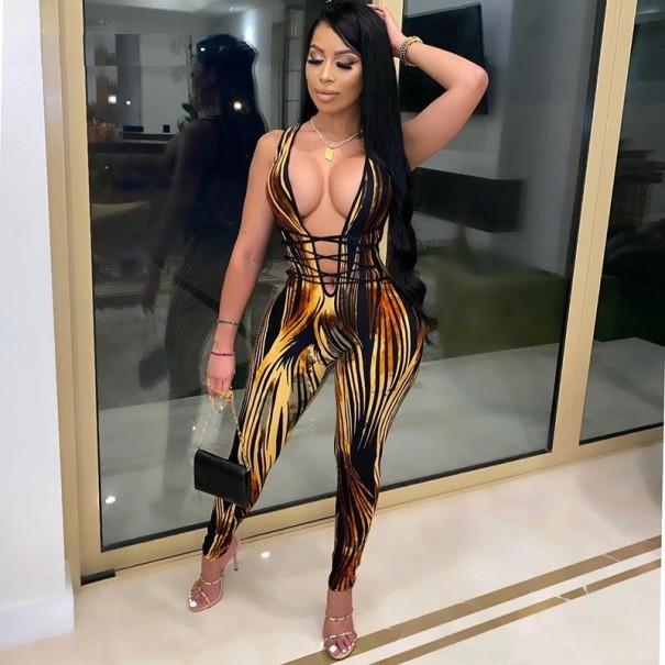 Sexy jumpsuit voor dames met diepe halslijn L