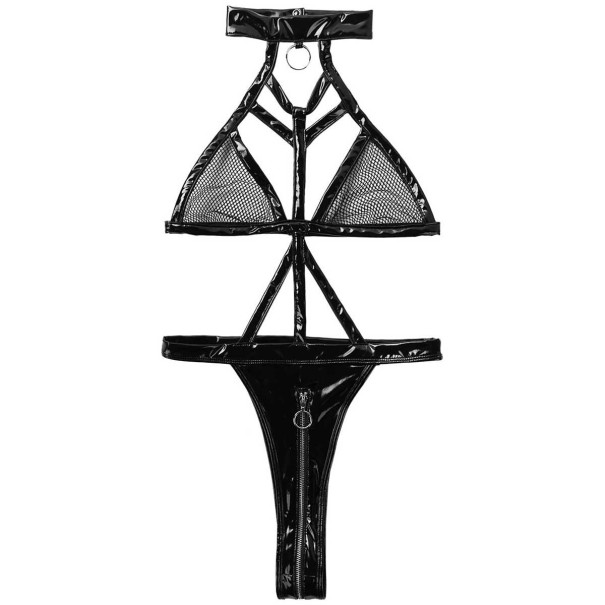 Sexy leren bodysuit voor dames M