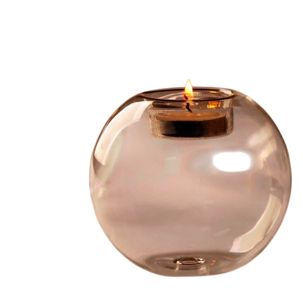 Sfeșnic din sticlă pentru lumânări de ceai 120 mm Sfeșnic rotund transparent cu bule Design gol Decorațiune pentru nunți sărbători atmosferă caldă 1