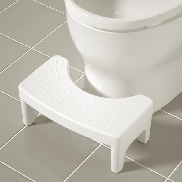 Sgabello rotondo portatile per WC Poggiapiedi in plastica Antiscivolo per WC Sgabello per piedi 39 x 22 x 16 cm bianco