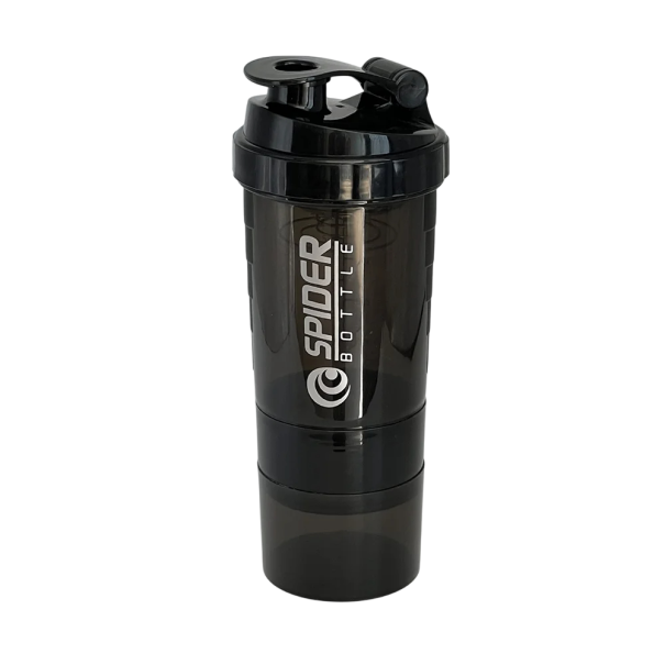 Shaker-Flasche für Proteinpulver 500 ml Sportmixer für Cocktails Fitnessflasche aus Kunststoff mit Mixball Robuster Shaker für Nahrungsergänzungsmittel schwarz