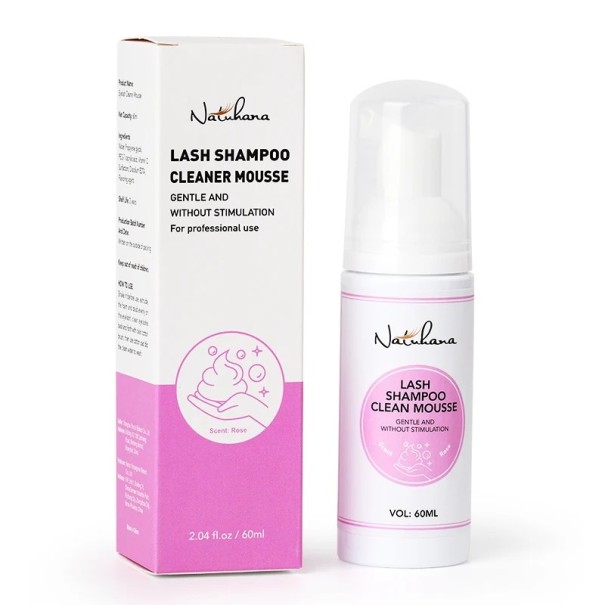 Shampoing pour cils 60 ml Mousse nettoyante rose Sans irritation Pour cils prolongés Démaquillant 1 pièce 1