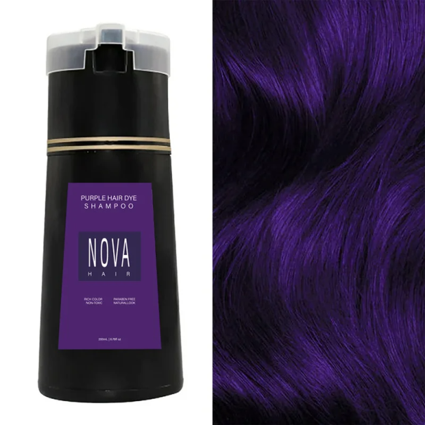 Shampoo colorante naturale per capelli 200 ml Per uomini e donne Applicazione rapida Copertura dei capelli bianchi Senza sostanze chimiche Idratazione Nutrimento Lucentezza viola