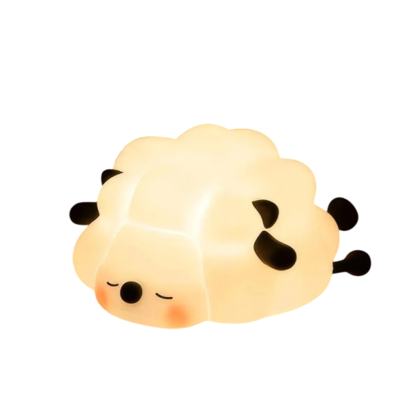 Sheep-Shaped Night Light Portable Lamp Made of ABS and Silicone 1200 mAh Rechargeable Battery Three Brightness Levels Decoration for Children and Adults black