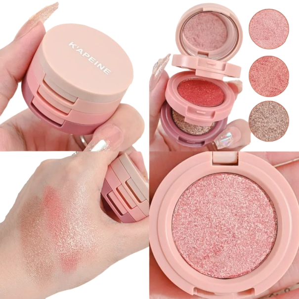 Shimmer en matte oogschaduw 3-in-1 drielaagse oogschaduw compacte verpakking V203