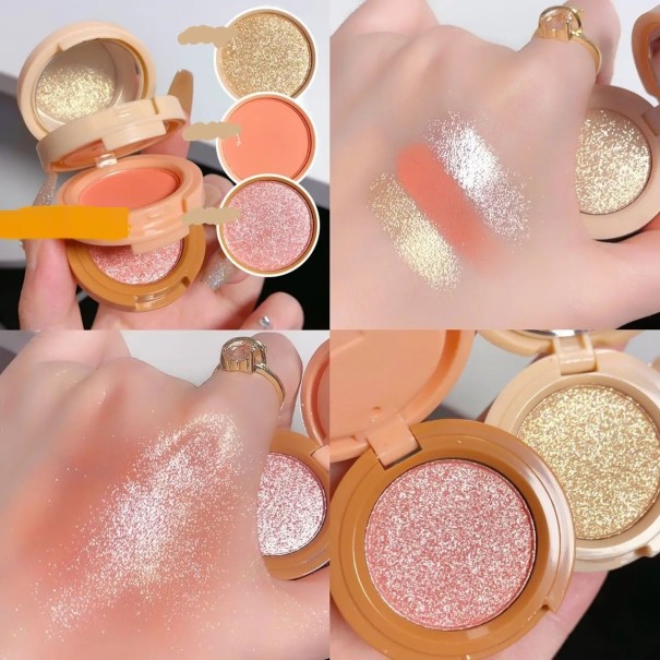 Shimmer en matte oogschaduw 3-in-1 drielaagse oogschaduw compacte verpakking V204 2