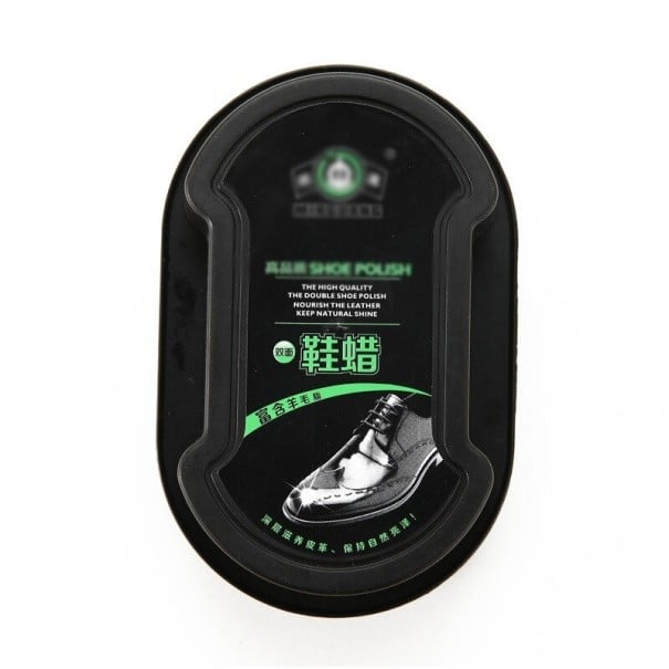 Shoe polishing sponge with silicone oil and lanolin For a shine on leather footwear Plastic case with lid For black and light shoes 1