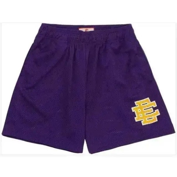 Short de sport en maille pour homme, short d'entraînement décontracté avec taille élastique, matériau léger et respirant pour l’été violet M