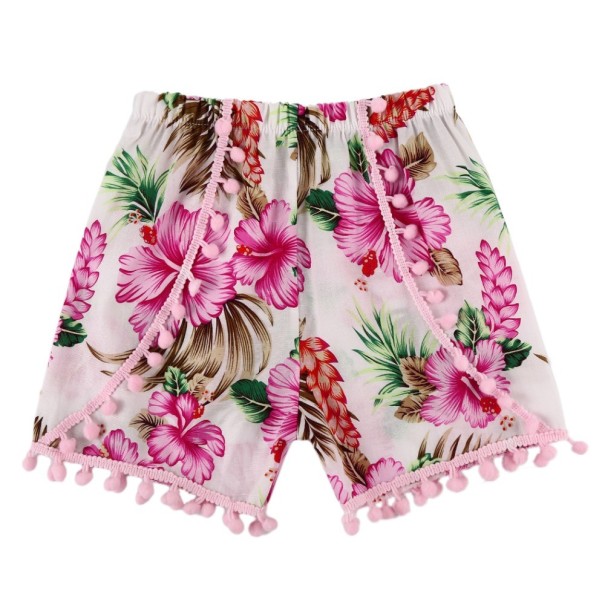 Shorts da ragazza con frange J1286 rosa 2
