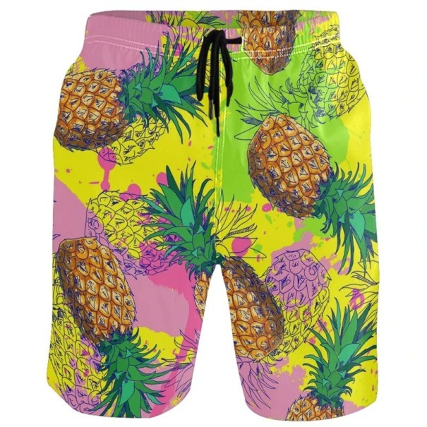 Shorts de bain pour hommes avec motif d'ananas et poches en polyester séchant rapidement, shorts de bain d'été pour la plage et la piscine XS