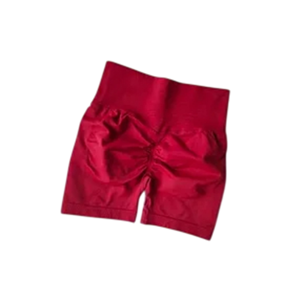 Shorts de fitness élastiques pour femmes effet push-up taille ajustable shorts de sport moulants pour l'exercice yoga course shorts sculptants pour la salle de sport rouge L