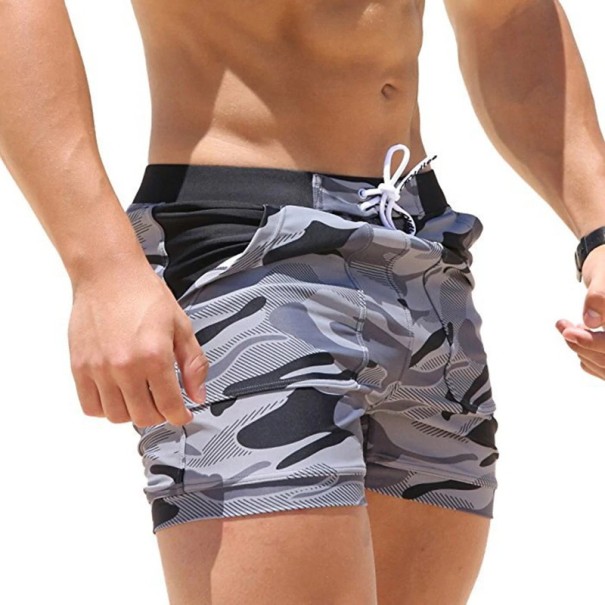 Shorts de playa para hombre con estampado militar S