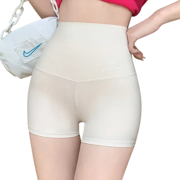 Shorts de sport pour femmes sans couture à taille haute Shorts élastiques fins pour l'entraînement Leggings de fitness sans couture courts Shorts sculptants pour le sport blanc L