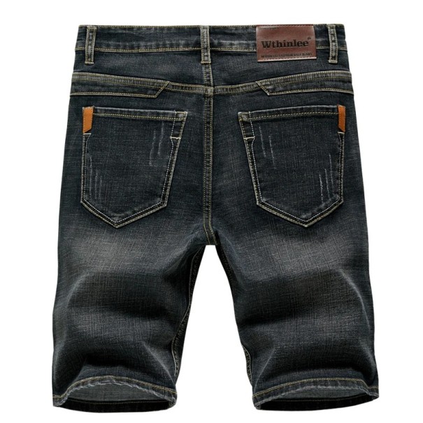 Shorts en jean pour hommes avec poches Coupe droite étroite Jeans d'été pour la ville et les loisirs Shorts en denim confortables et stylés pour hommes noir 38