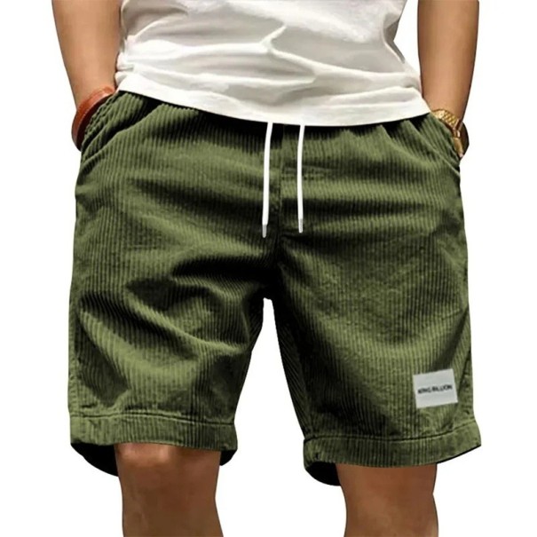 Shorts en velours côtelé pour hommes Style rétro Shorts décontractés respirants avec cordon de serrage Taille élastique Longueur jusqu'aux genoux Coupe confortable vert M