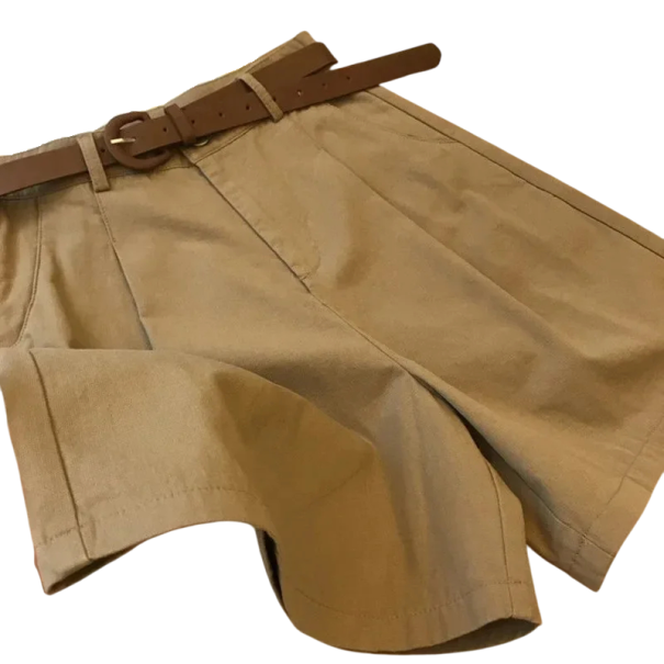 Shorts larges en coton pour femmes avec ceinture et fermeture éclair Shorts d'été en tissu léger Shorts élégants pour les loisirs et la ville marron XL