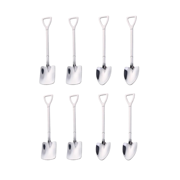 Shovel and Spade Shaped Spoons 8 pcs silver