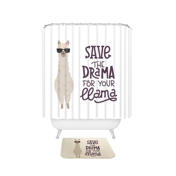 Shower Curtain and Mat with Llama 2 pcs L 2