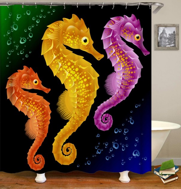 Shower Curtain with Seahorses L